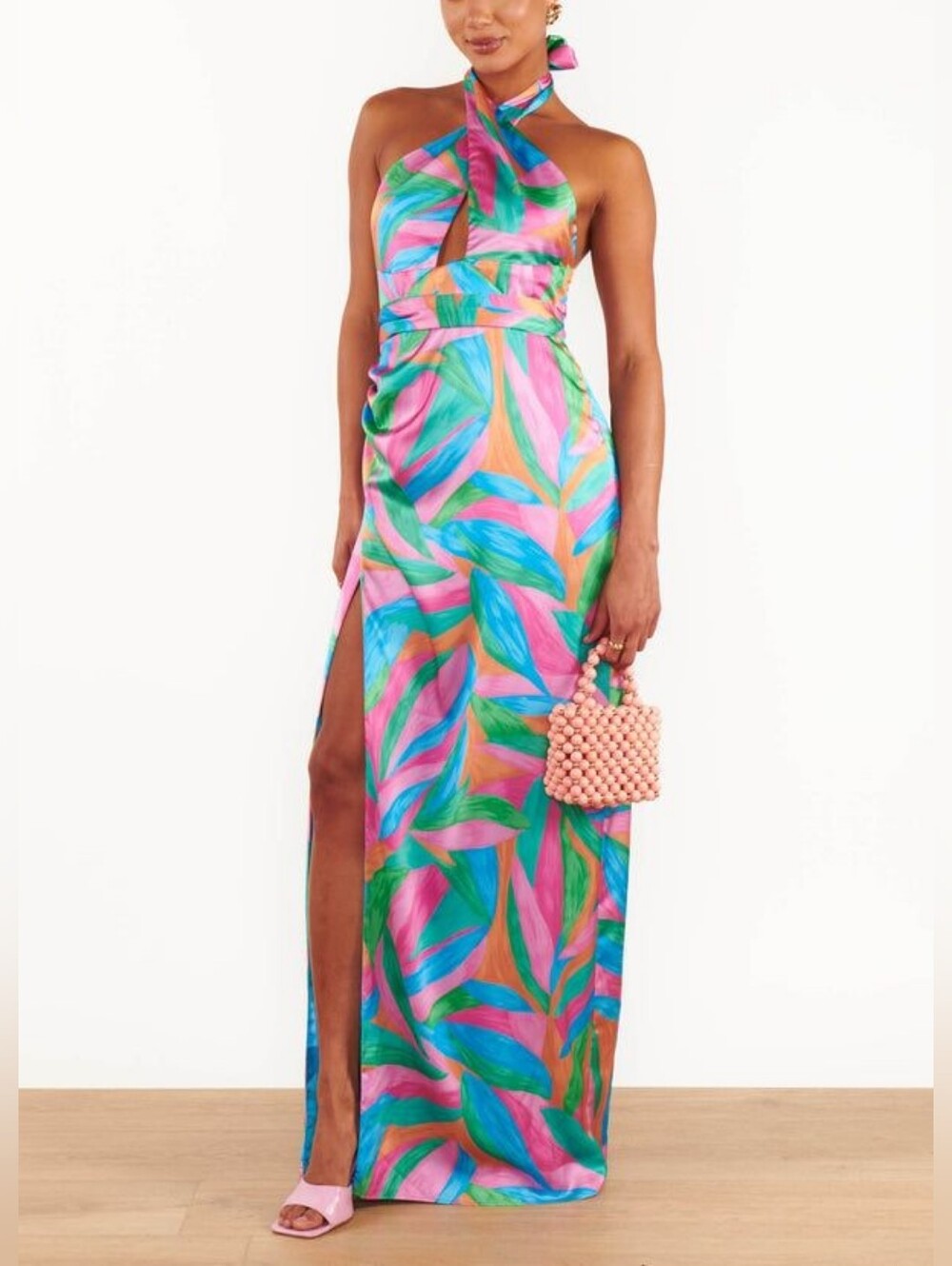 Show Me Your MuMu Adele Halter Maxi Dress Guava Punch XXL
